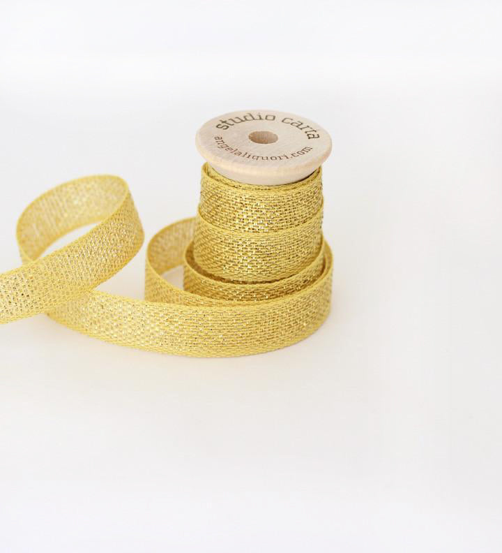 Metallic Loose weave ribbon - wood spool 3 yards