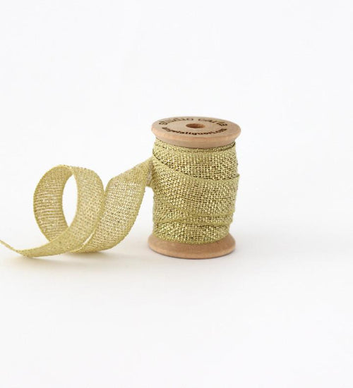 Metallic Loose weave ribbon - wood spool 3 yards