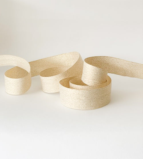 Metallic woven cotton ribbon 1” width