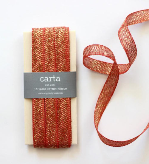 Metallic loose weave ribbon | wood paddle 10 Yards